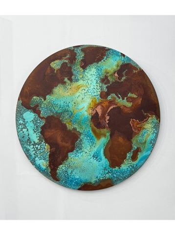 Oxidised copper map artwork