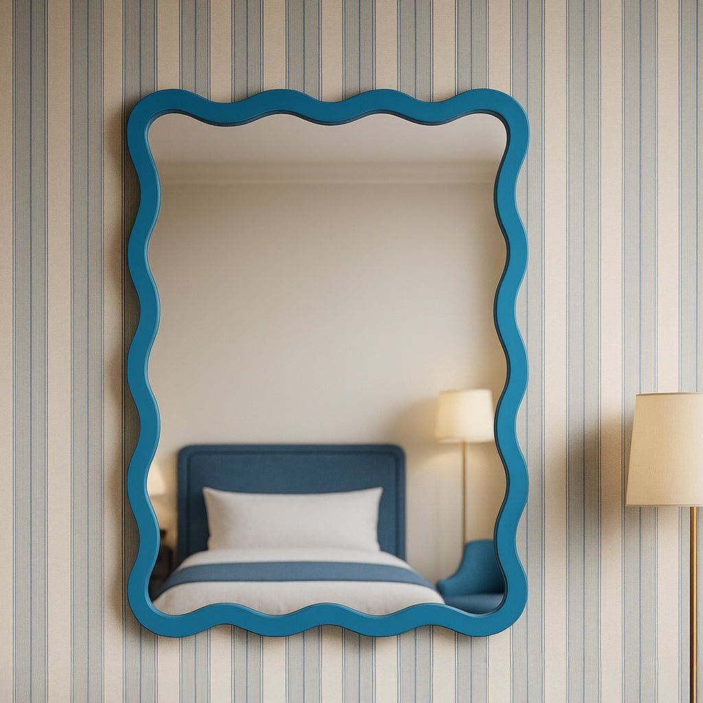 Wavy blue framed mirror, Hotel Indigo Torquay