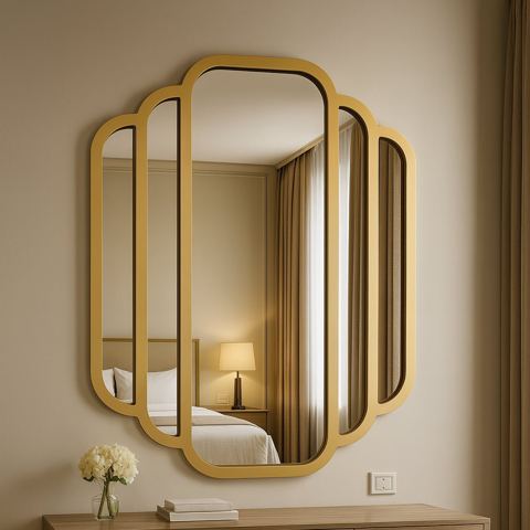 Shaped fretwork mirror